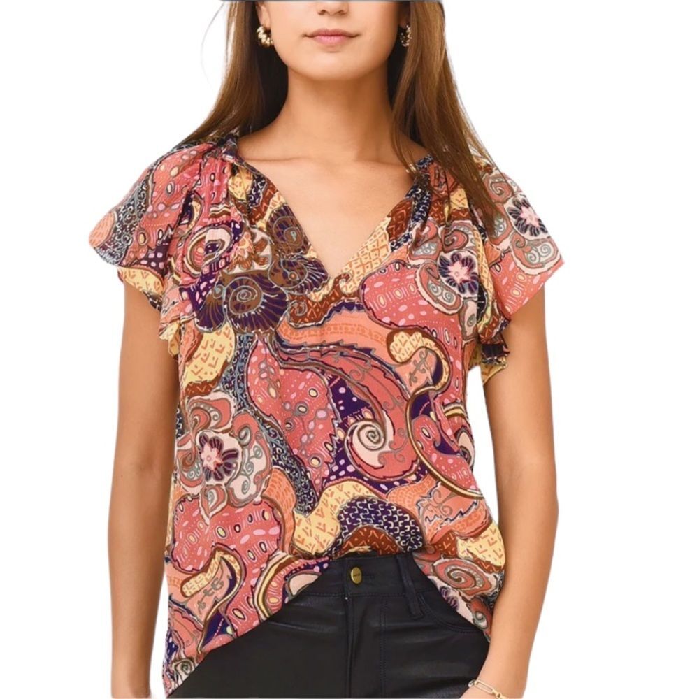 NWT A.L.C. June Top Size 10‎ Blouse Rosewine Midnight Paisley 100% Silk
